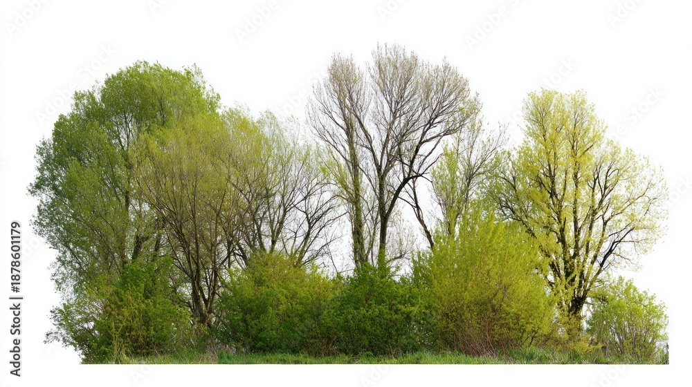 Obraz premium Group of different trees background isolated nature.