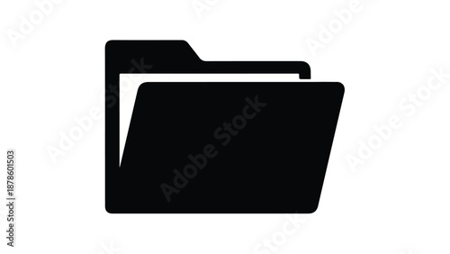 Simple black file folder icon on white background for organization and document concept