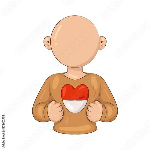 Illustration of Person with Indonesian Flag Heart