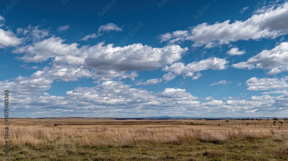 Fototapeta premium Expansive Horizon Over Wildlife Habitat Under Dramatic Clouds