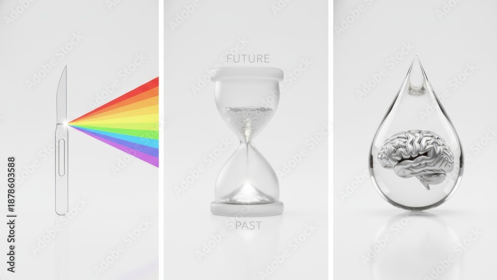 Fototapeta premium Conceptual Time and Knowledge Representation Future Past Artistic. Concept featuring conceptual, time, knowledge, future, past.