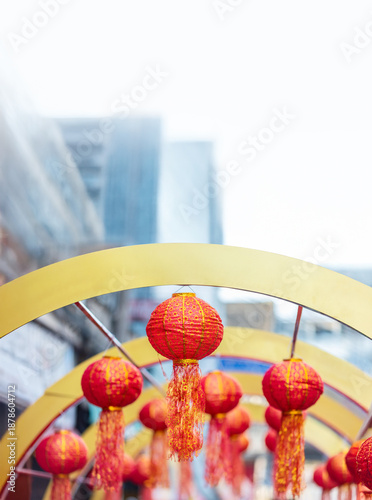 Photography Lunar new year lantern decorated in chinatown area.