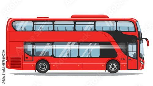Red double-decker bus vector illustration on a white background, a representation of public transport