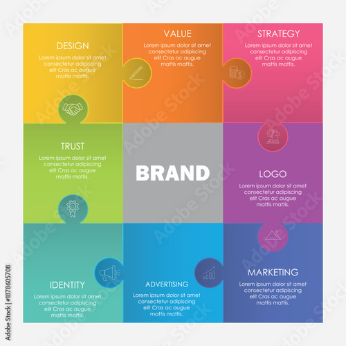 puzzle Infographic chart template with Brand Concept. EPS10 vector illustration.