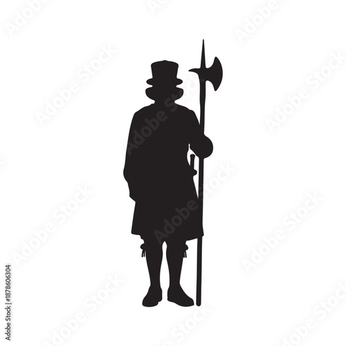 British beefeater guard silhouette vector art