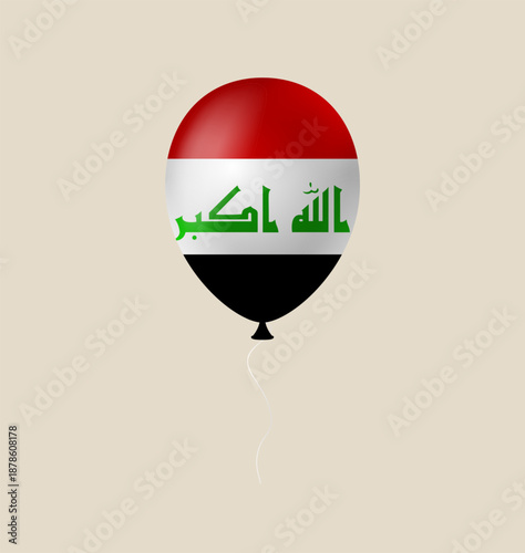 Iraqi flag on a glossy balloon floating for a national day celebration, a patriotic vector illustration.