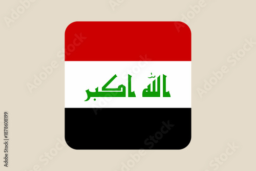 Iraqi national flag vector displayed as a modern rounded square web button icon representing national identity and pride.