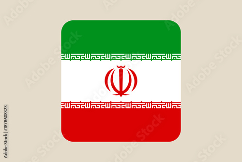 National flag of Iran as a rounded square vector icon, a symbol for patriotic and governmental representation.