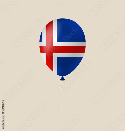 Iceland Flag Balloon Floating in the Air, a Patriotic Vector Illustration for a National Day Celebration.