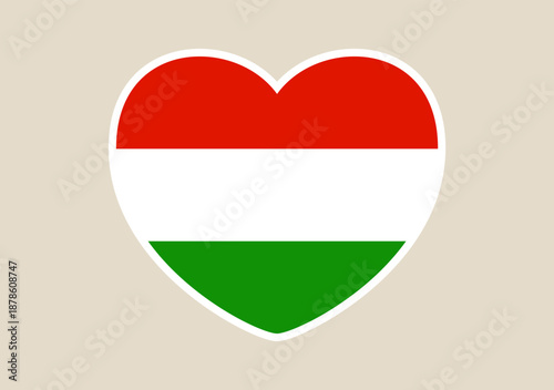 Hungary flag within a love heart shape vector illustration symbolizing patriotism and national pride on a background.
