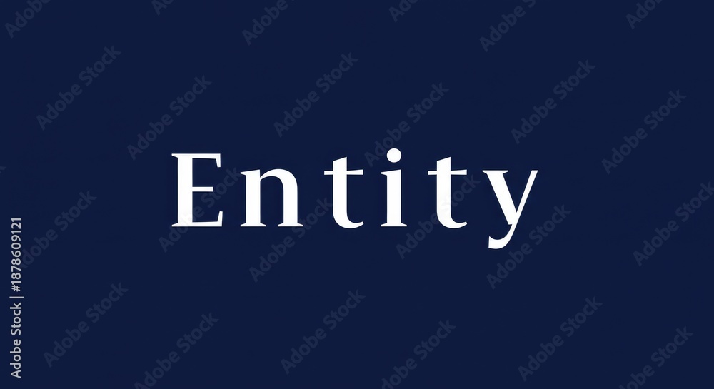 Fototapeta premium A dark blue rectangle with the word Entity in white text on a white background