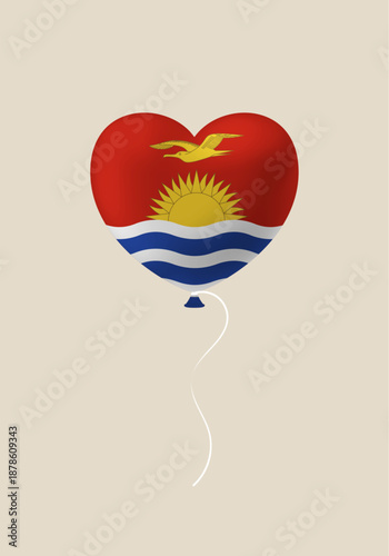 Kiribati flag on a heart-shaped balloon floating as a patriotic symbol of love for a national holiday celebration.