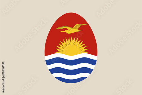 Kiribati national flag illustrated inside a decorative egg shape for the Easter holiday or national patriotic celebration.