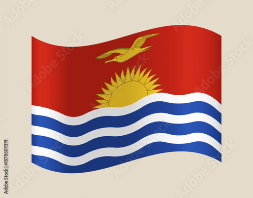 National Flag of Kiribati waving on a background, a vector graphic illustration for patriotism and official use.