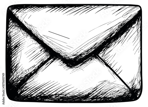 Hand drawn sketchy illustration of a mail envelope depicting a message for communication
