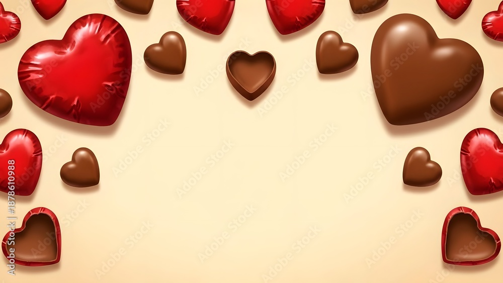 Fototapeta premium Happy valentine's day with red and brown hearts background