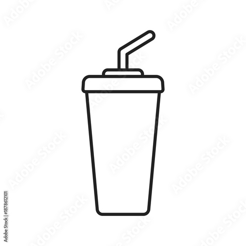 Drink cup with straw icon in flat style. Cocktail vector illustration on isolated background. Beverage sign business concept.