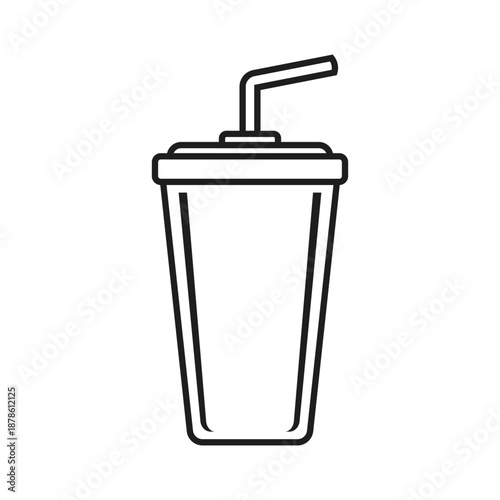 Drink cup with straw icon in flat style. Cocktail vector illustration on isolated background. Beverage sign business concept.