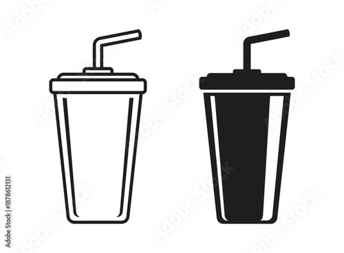 Drink cup with straw icon in flat style. Cocktail vector illustration on isolated background. Beverage sign business concept.