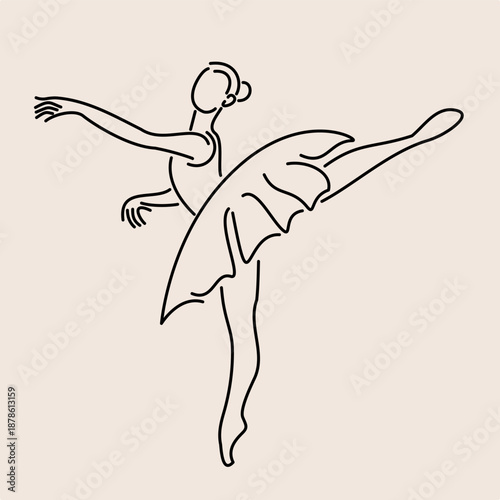 line art vector illustration of a ballet dancer or ballerina 