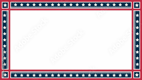 A simple and patriotic red, white, and blue border design featuring white stars on a blue stripe