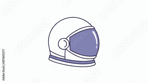 Minimalistic line art illustration of an astronaut helmet with visor.