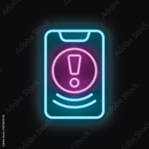 Smartphone with warning notification icon vibrating, concept of notification, alert, attention, danger, error message, spam