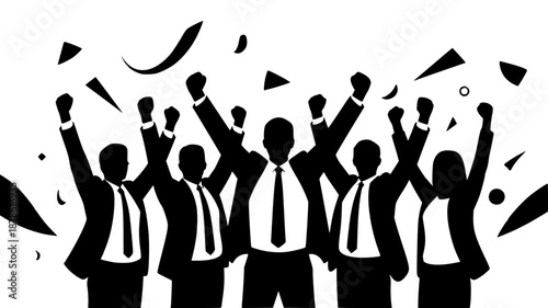 Business Team Celebrating Success Vector Illustration isolated PNG with Transparent Background