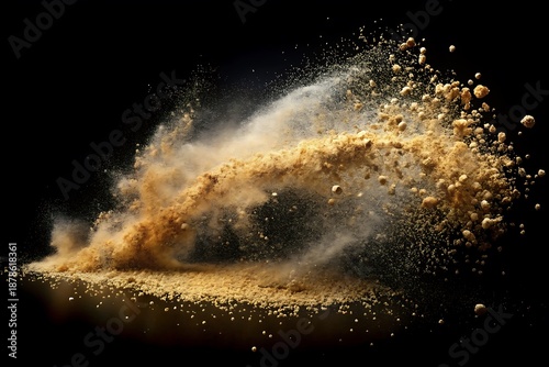 Pile of sand is being blown into the air