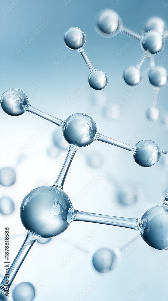 Obraz premium Abstract blue molecular structure background representing scientific and medical research