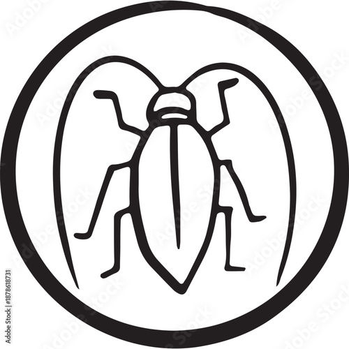 beetle insect icon. Hand draw line art style pest control apps, gardening tools, entomology guides or environmental warnings and farm managemen.