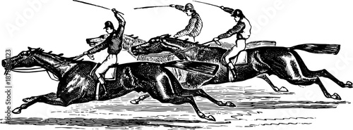 Vintage Horse Racing Illustration Engraving