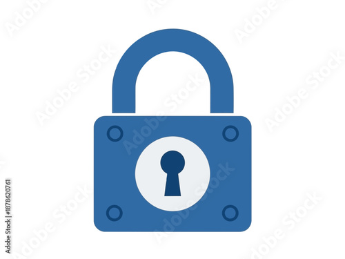 A blue padlock icon with a white circle