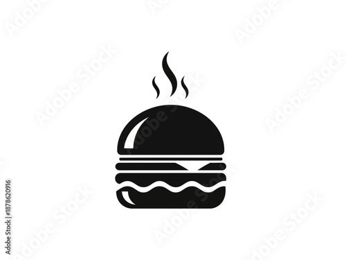A black hamburger icon with steam rising
