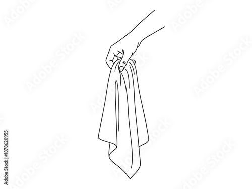 A hand holding a tie in a line drawing style