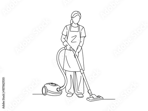 A woman using a vacuum cleaner to clean the floor effectively