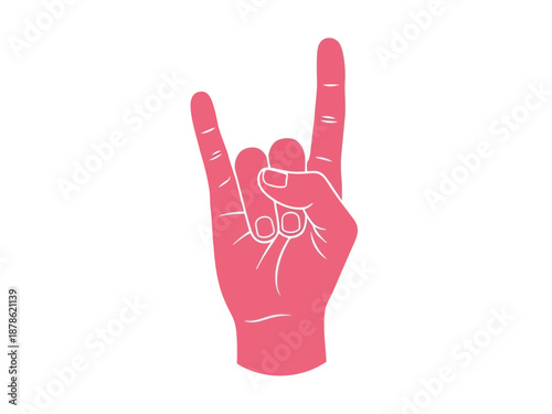 Rock on hand gesture in pink color