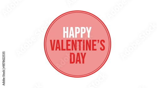 Valentine's Day celebration banner with a red circle and text saying Happy Valentine's Day