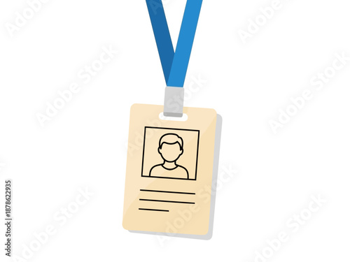 An id badge with a blue lanyard