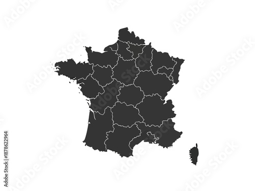 Map of france with regions outlined in black
