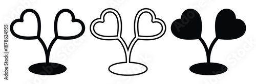 Photography Heart shaped leaves on tree branches in black and white,hearten tree Black Silhouette