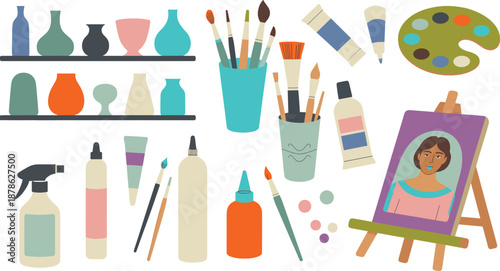 Electrical power substation illustration, high voltage transmission equipment, transformers pylons grid infrastructure, isometric energy distribution system design