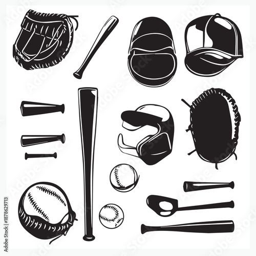 set of baseball icons