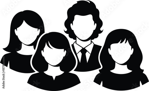 Illustration of a group of four faceless people