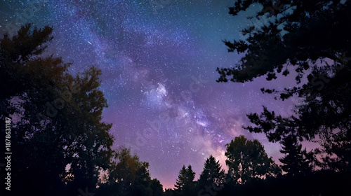 Starlit Canopy: Milky Way Over Silhouetted Forest Trees