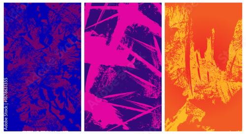 Urban Punk Grunge Transparent Overlay with Neon Accents, Distressed Abstract Texture for Street Style and Music Poster Design