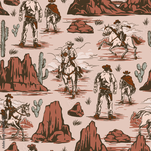 Desert cowboys riding