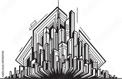 Futuristic cityscape with sleek skyscrapers and modern architecture design