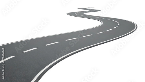 Curving Asphalt Road with White Lines