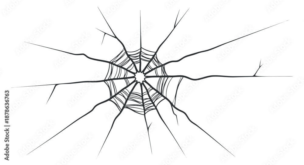 Obraz premium A detailed spider web illustration in black and white outline vector style, suitable for Halloween or nature-themed designs